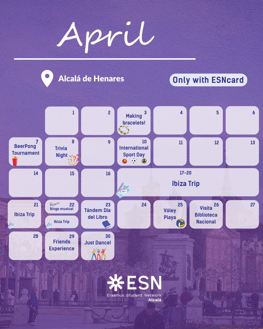 Calendario de actividades de abril 2025