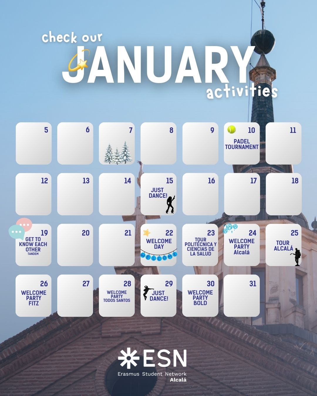 Calendar for January 2026 ESN Alcala